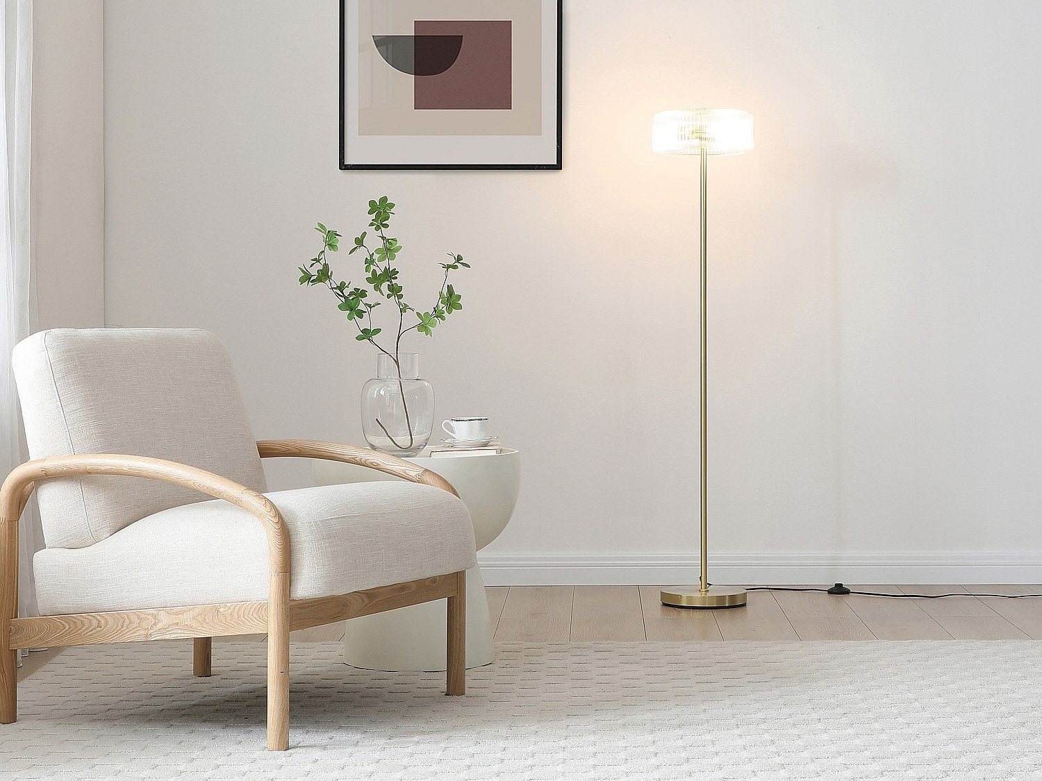 Lampa stojąca ze szkła i złoconego mosiądzu - D.30 x W.145 cm- LACAYA