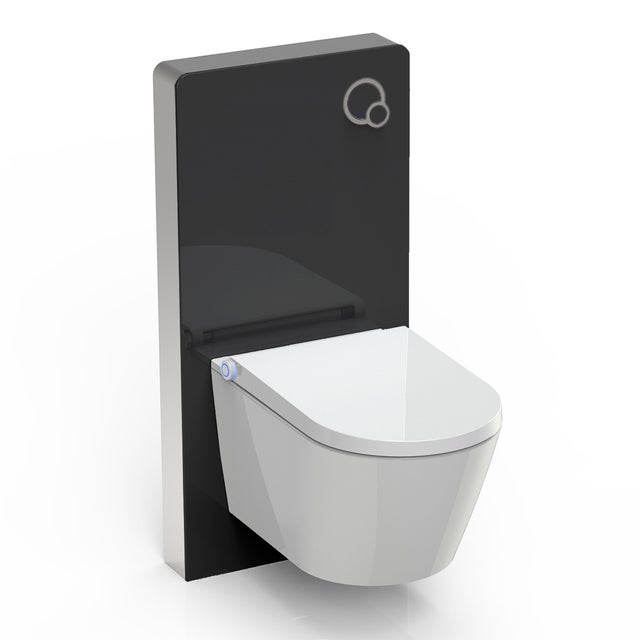 BERNSTEIN - Inodoro japonés de cerámica con bidet integrado y módulo negro - 38,4x59,3x38cm - Basic 1102