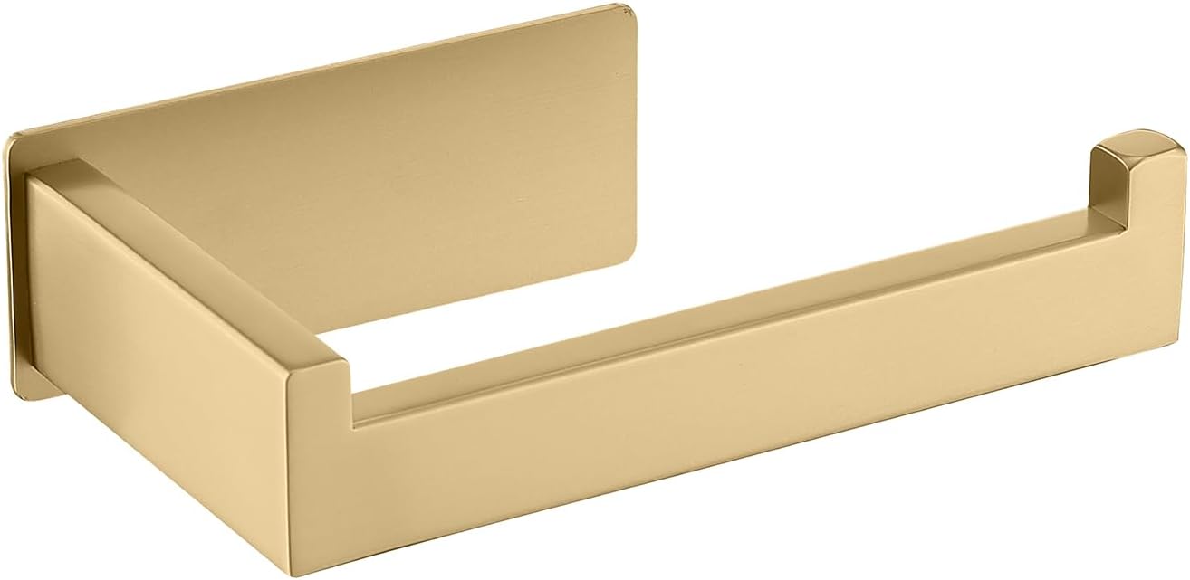 Uchwyt na papier toaletowy, bez wiercenia, uchwyt na ręczniki papierowe, uchwyt ze stali nierdzewnej, odpowiedni do łazienki i kuchni (złoty)