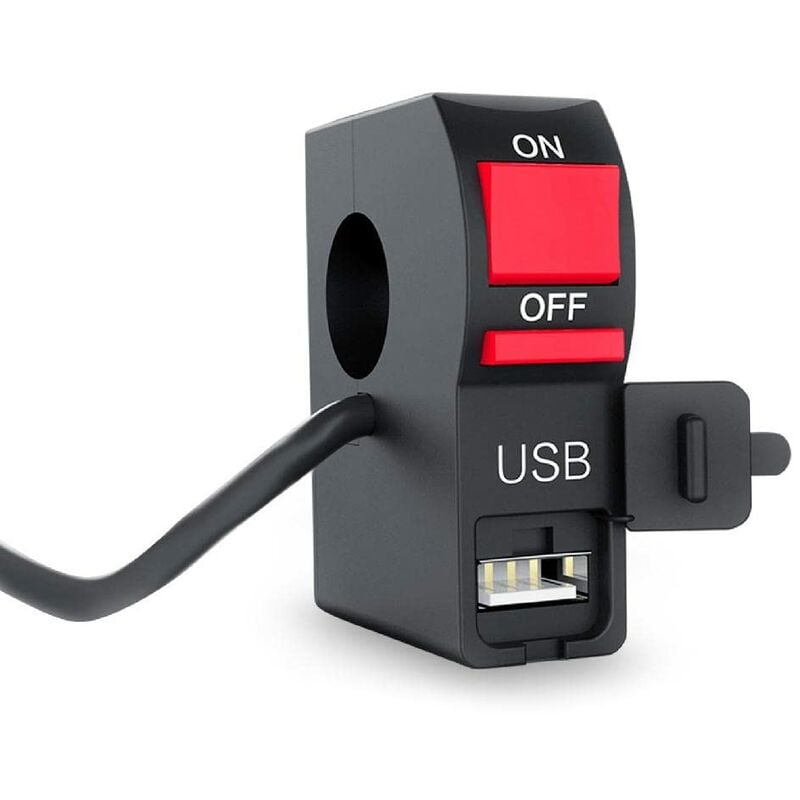 Włącznik zapłonu 12V do motocykla z ładowarką USB - Wodoodporny przełącznik motocyklowy, praktyczny ze wskaźnikiem świetlnym i wbudowanym kablem USB.