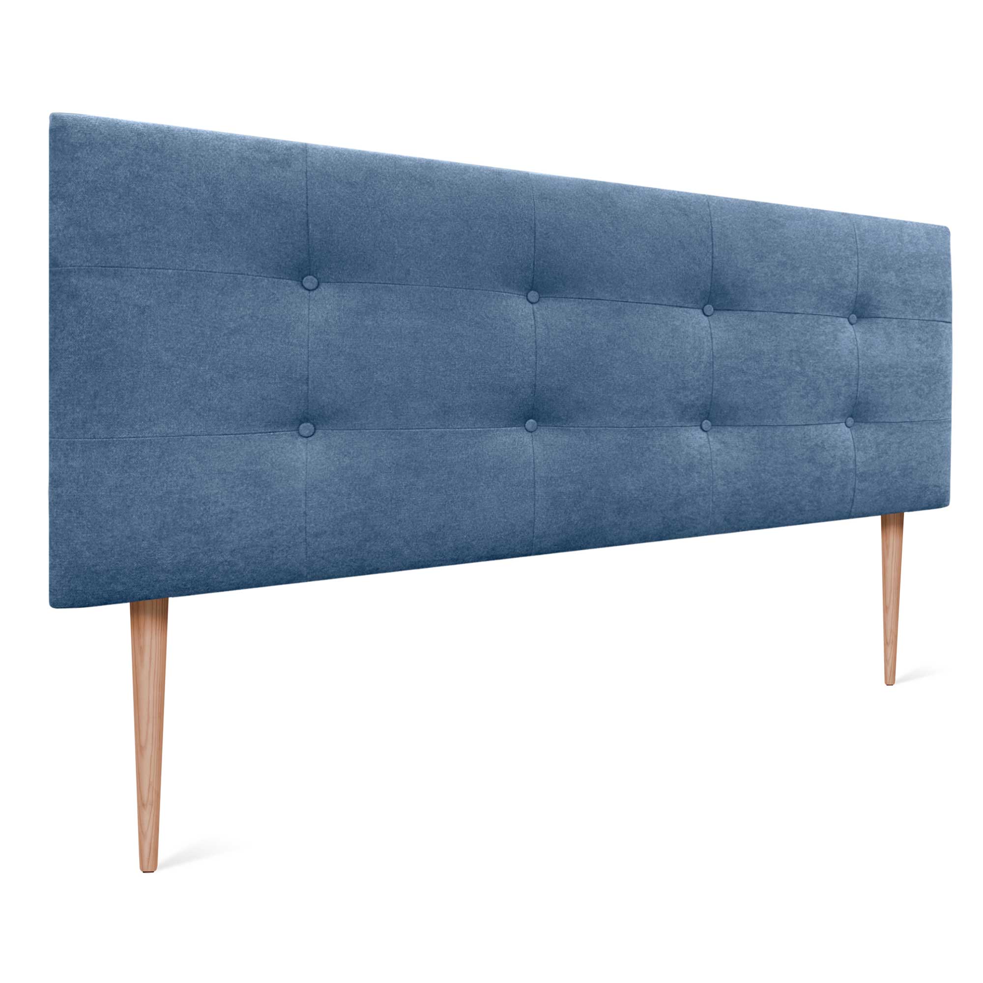 Dhome cabecero de cama acolchado capitoné 8cm de grosor. cabezal tapizado tela acualine con patas cabeceros de cama (azul, 160cm)