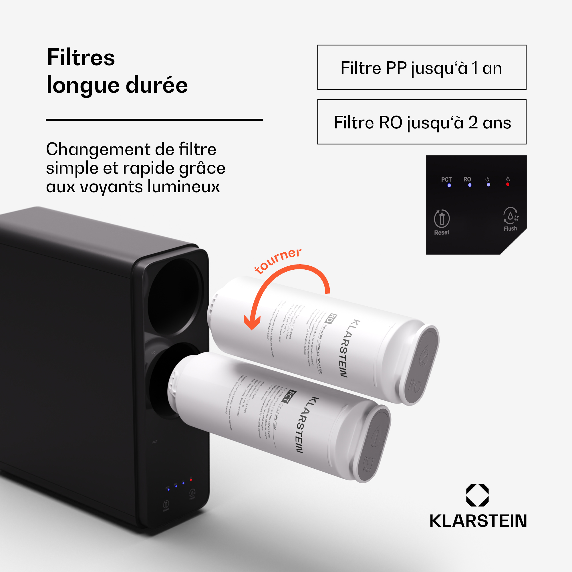 Osmoseur Inverse Klarstein 600 GPD - Filtration 5 étapes, 99.99% De Pureté, Sans Réservoir, Installation Facile Sous évier