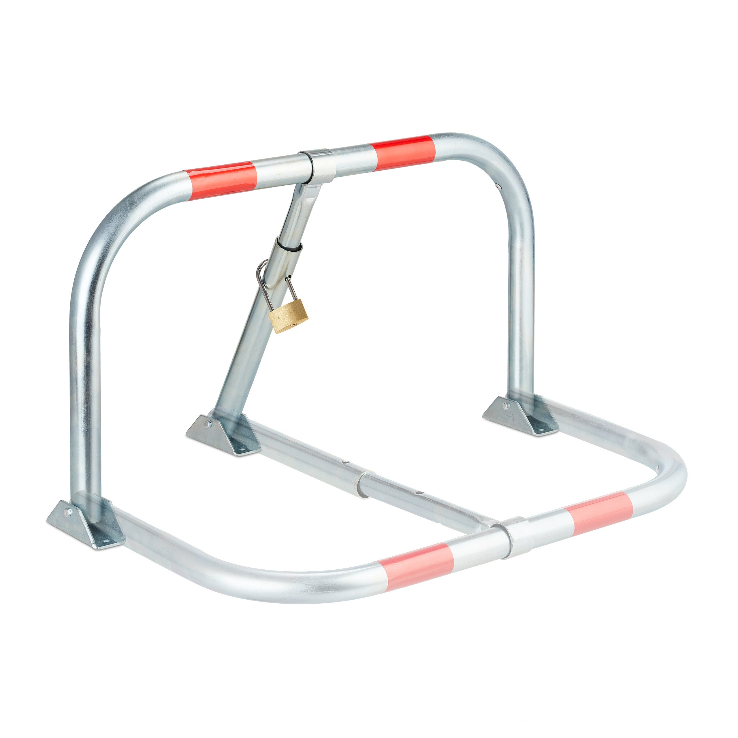 Barriera Parcheggio, Blocco Posto Auto, Archetto Dissuasore, Acciaio, 45x76x32 cm, Sbarra Posteggio, argento, Relaxdays - 6