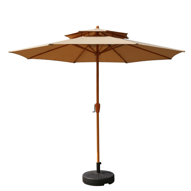 Płótno zamienne do parasola dwuwarstwowego, ochrona UV, wodoodporne, płótno do parasola z 8 żebrami, khaki (tylko płótno parasola, 2,7 m)