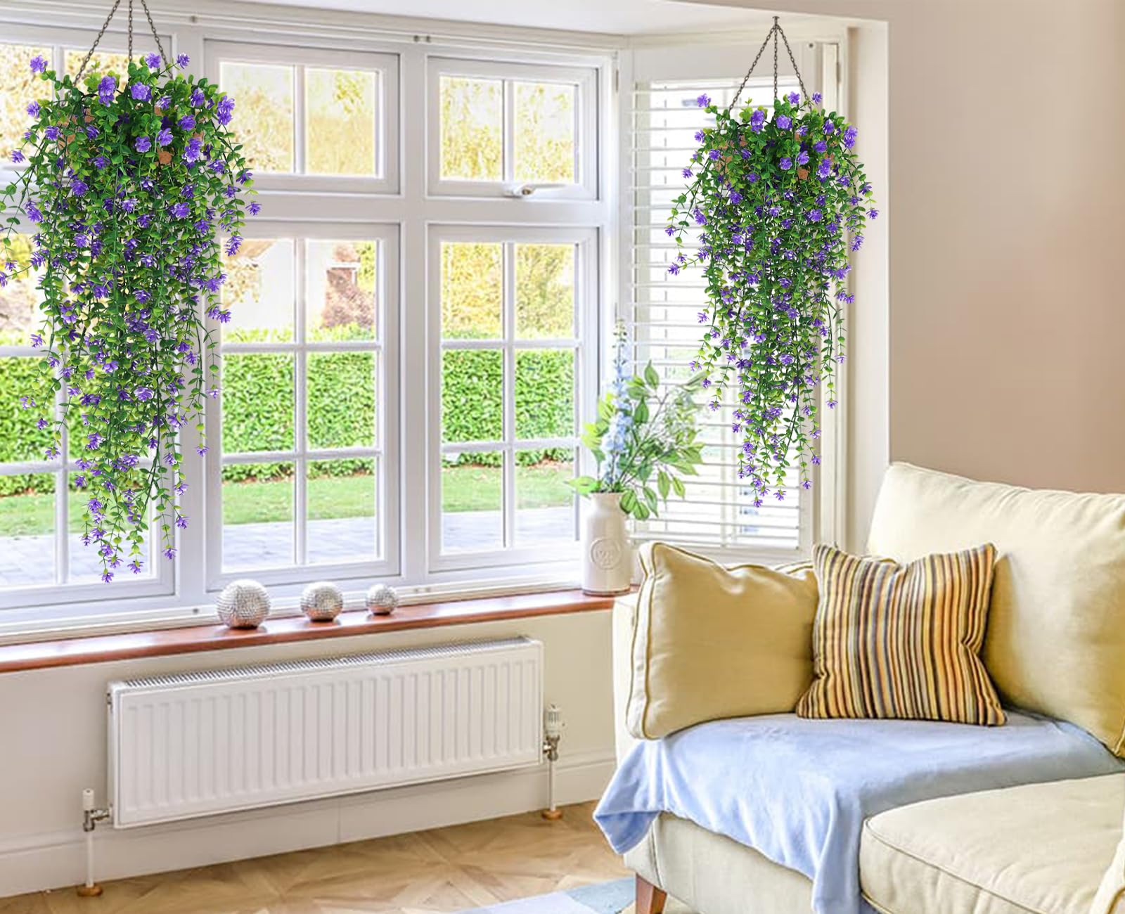 Plantes suspendues d'extérieur, 3 morceaux de fleurs artificielles, résistantes aux UV, adaptées à la décoration intérieure de mariage de jardin mural - 3