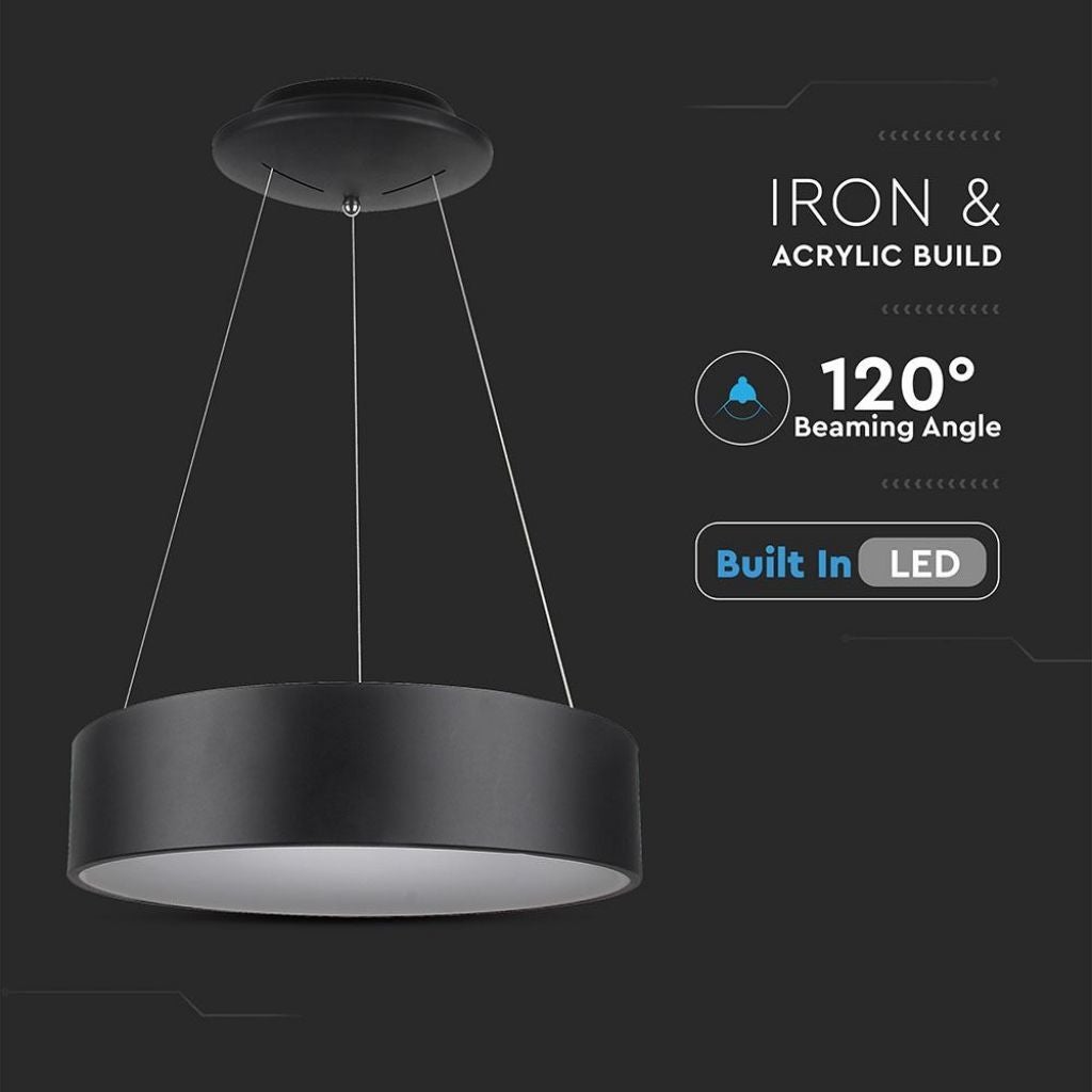 Okrągła lampa wisząca LED 25W z czarnego metalu, średnica: 45 cm, wysokość: 120 cm, 3000 K - 2