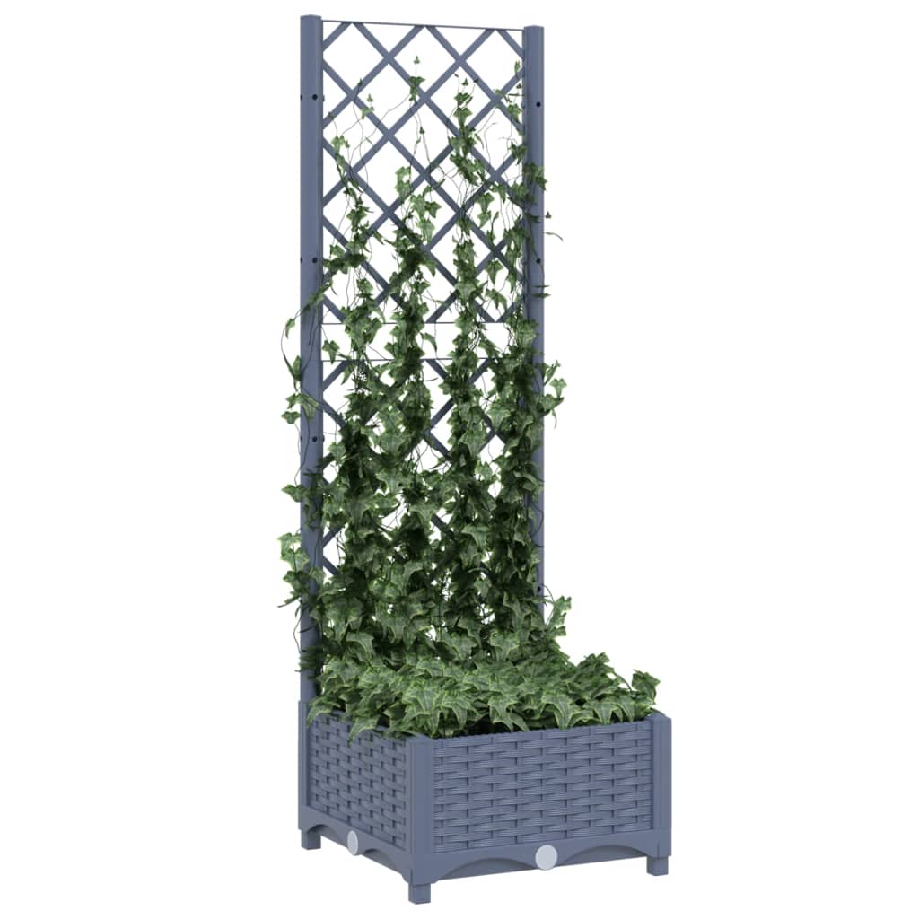 Maison Exclusive - Vaso de jardim com treliça azul-acinzentado 40x40x121,5 cm PP - 3
