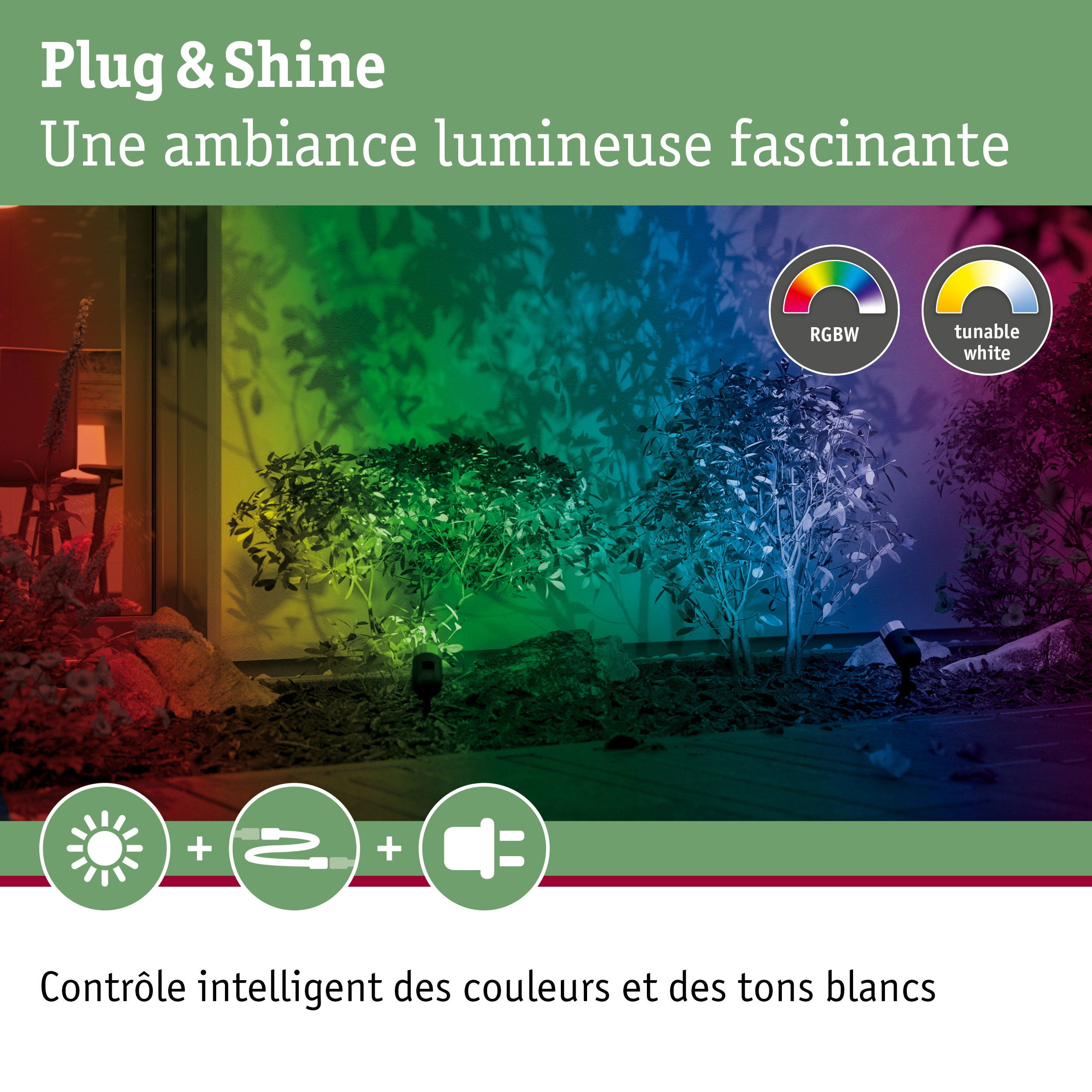 Plug & Shine Projecteur de jardin LED Smart Home Zigbee 3.0 Pike Kit de base IP65 RGBW+ 3x4,2W 21VA Anthracite - 6