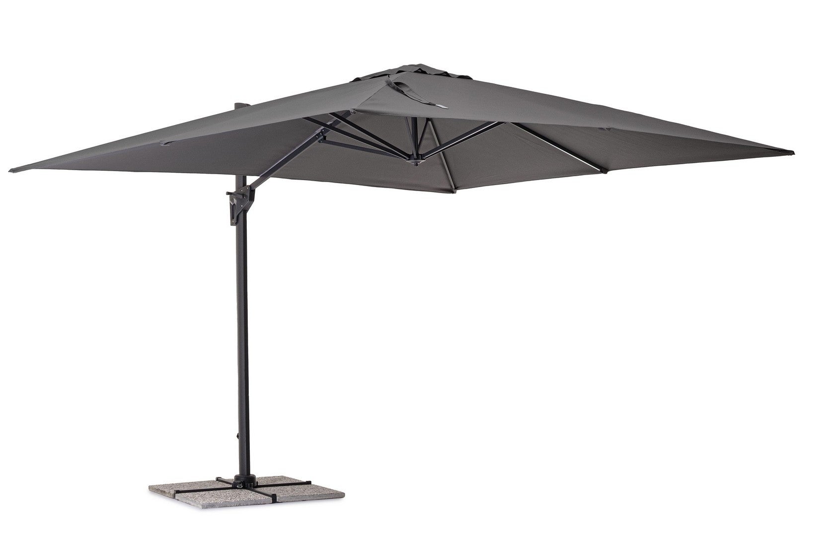 Parasol aluminiowy z baldachimem PA i kominem wiatrowym, obrotowy słupek 360°, 3x4, antracyt/szary