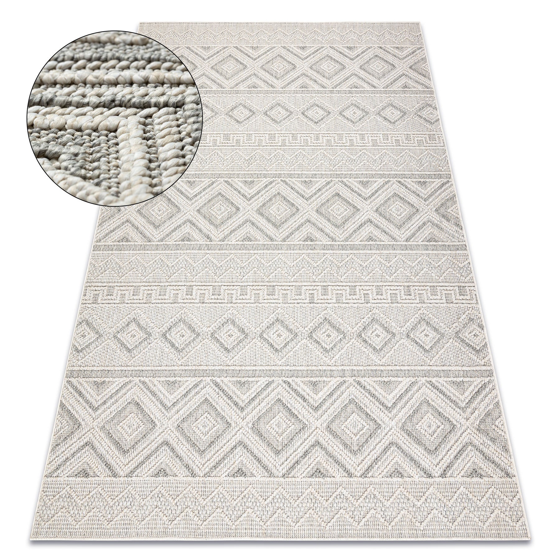 Dywan JERSEY 19234 szary - Romby, pętelkowy, strukturalny BOHO 80x150 cm