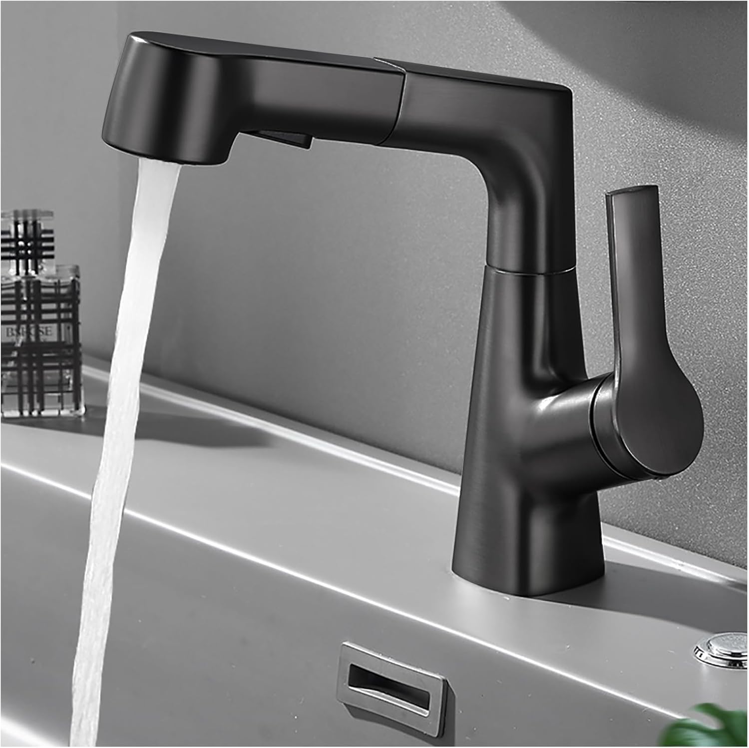 Bateria kuchenna z wyciąganą wylewką, bateria kuchenna z mieszaczem, bateria kuchenna obrotowa 360°, czarna