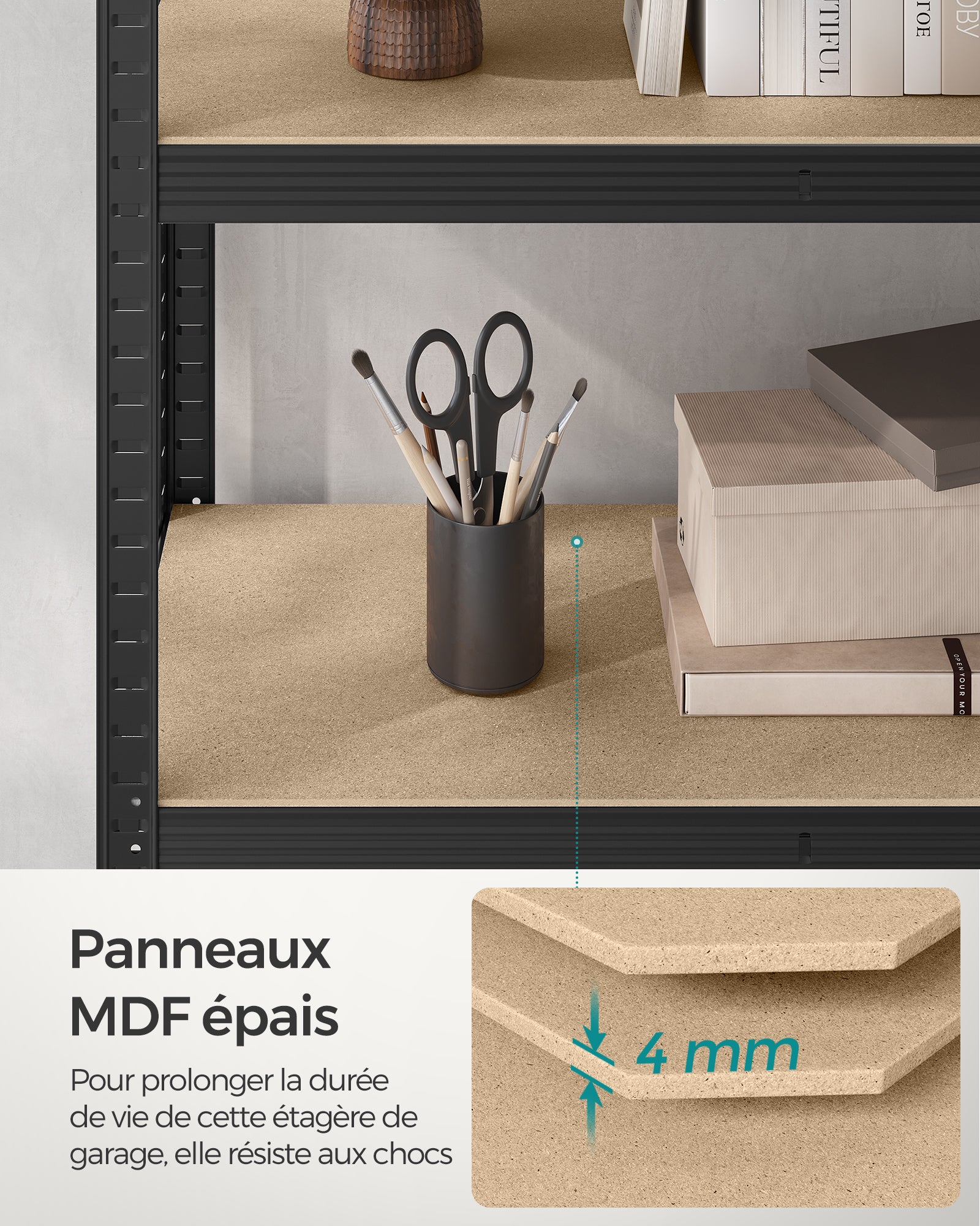 Lot de 2, Étagère de Rangement à 5 Niveaux, 40 x 90 x 180 cm, Capacité 875 kg, Planches Réglables, Style Industriel, pour Cuisine, Salon, Noir - 5