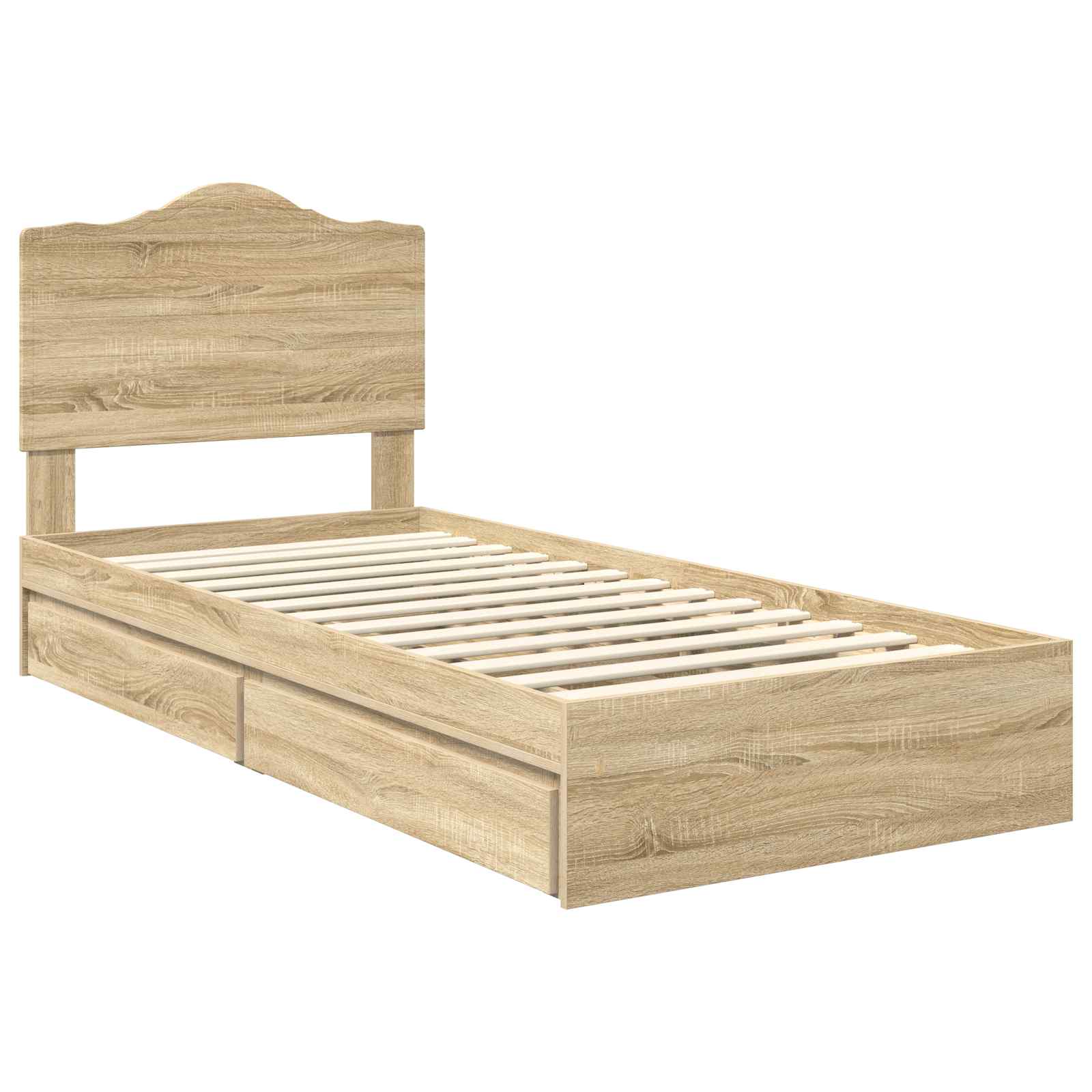 Lit avec rangement, panneau de bois, chêne, pour la chambre, 70 × 190 cm - 4