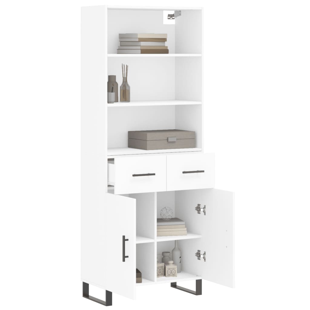 Buffet haut Blanc 69,5x34x180 cm Bois d'ingénierie - 3
