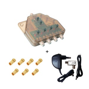 Amplificateur TNT Intérieur 4 Sorties - Ampli Antenne TV Blindé 220V Pour Meilleure Réception