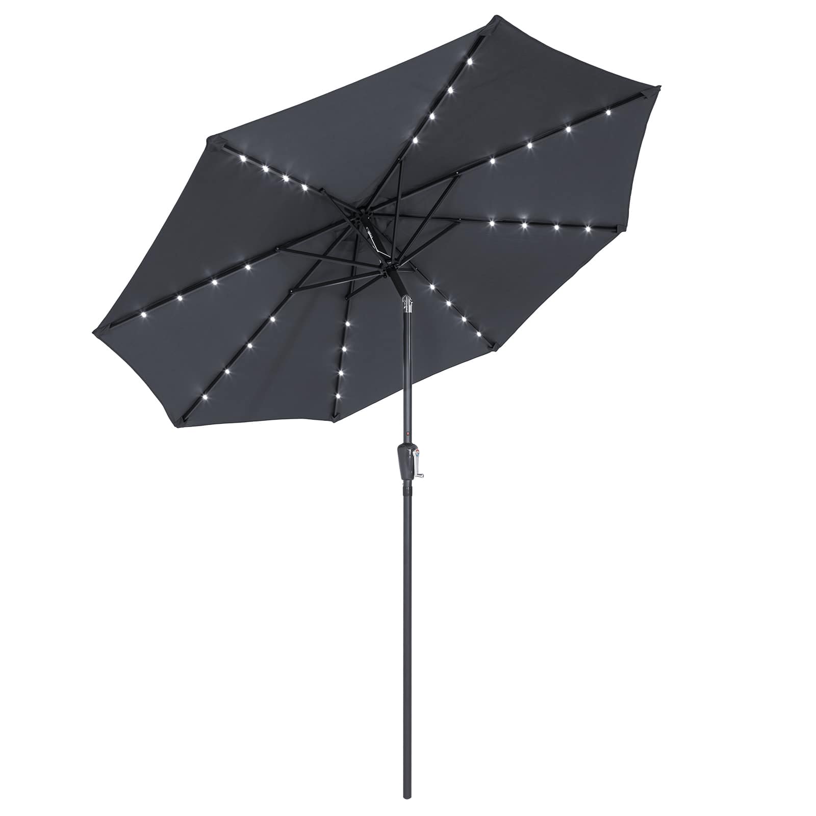KINGSLEEVE® Parasol de jardin extérieur LED solaire 270cm anthracite Pare-soleil inclinable avec manivelle Protection UV 80+ - 7