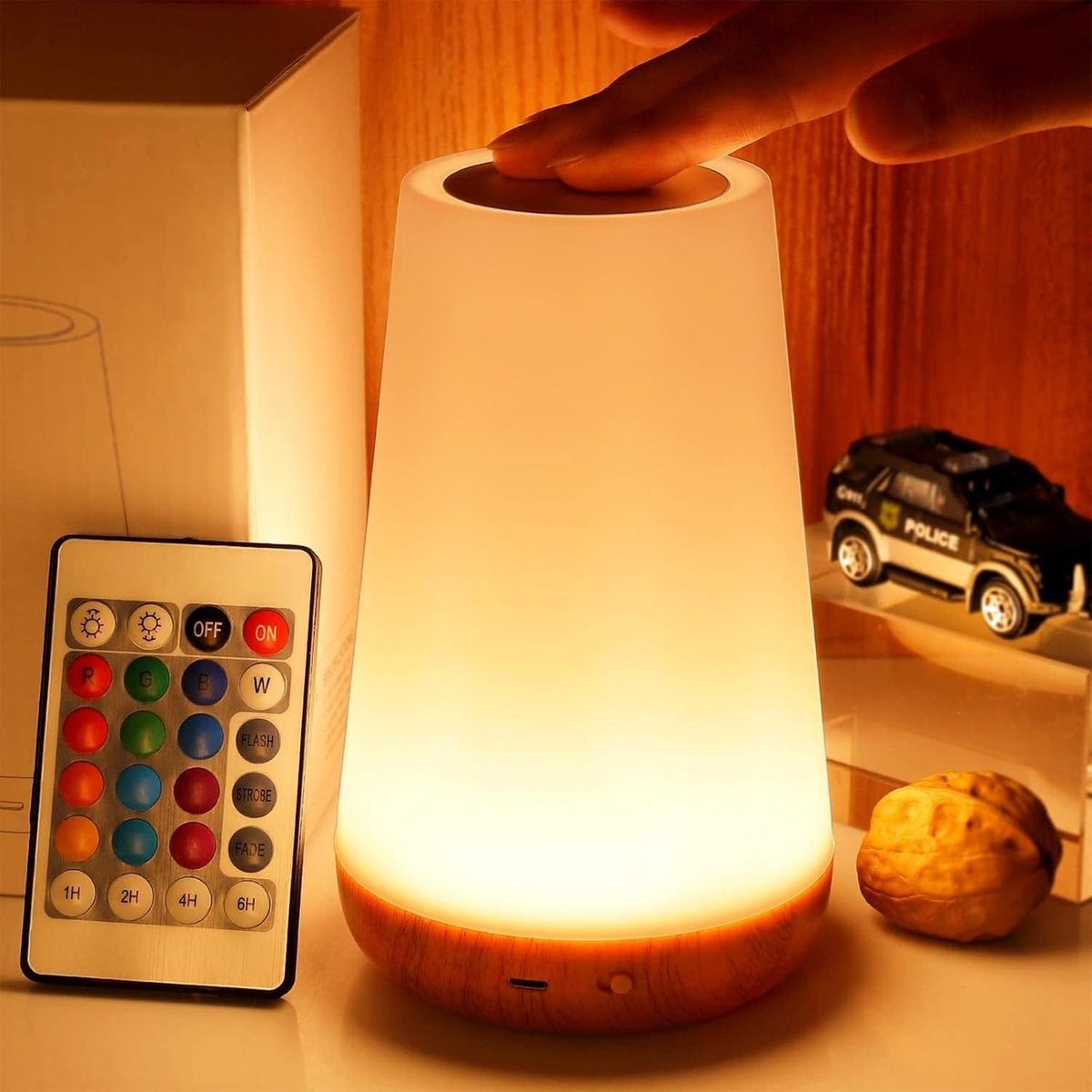 Lampă de noapte, lampă tactilă cu luminozitate reglabilă pentru dormitor, lampă de masă portabilă, lampă de noptieră, 5 niveluri de luminozitate