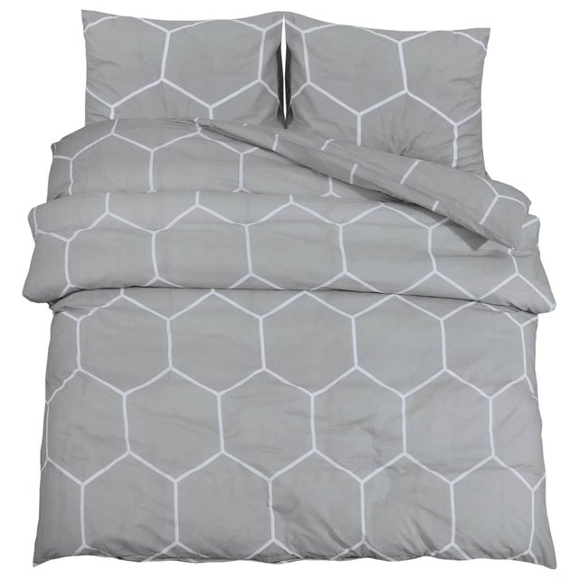 Ensemble de housse de couette Gris 135x200 Coton
