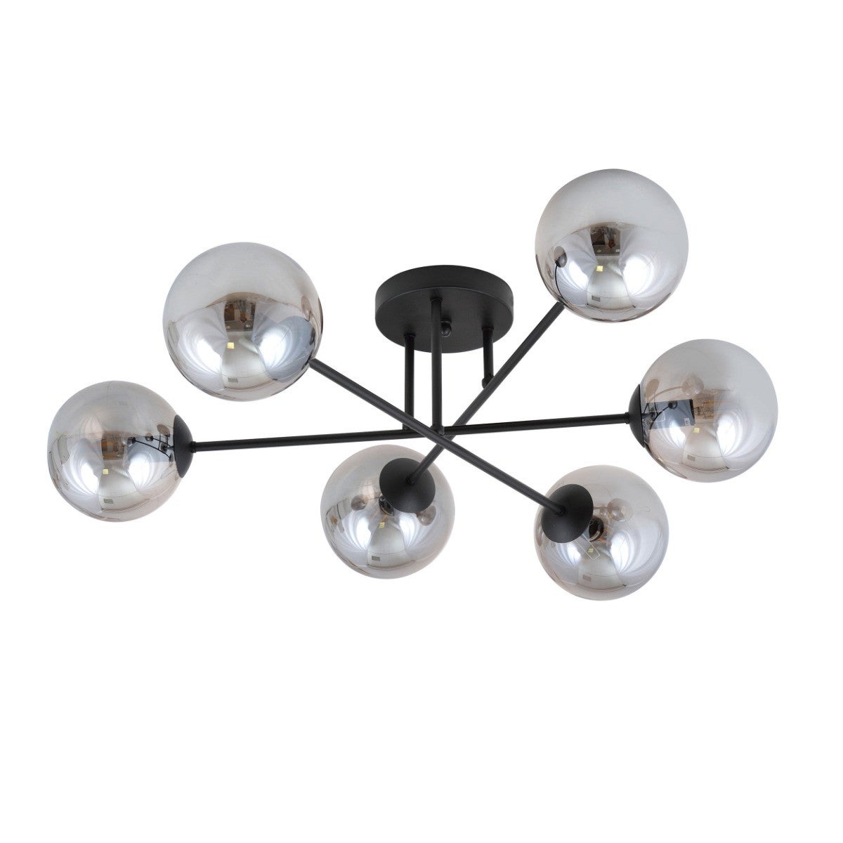 Lampa wisząca Roma czarno-grafitowa 6xE14x10W wym: 26 x 75 cm szkło Emibig