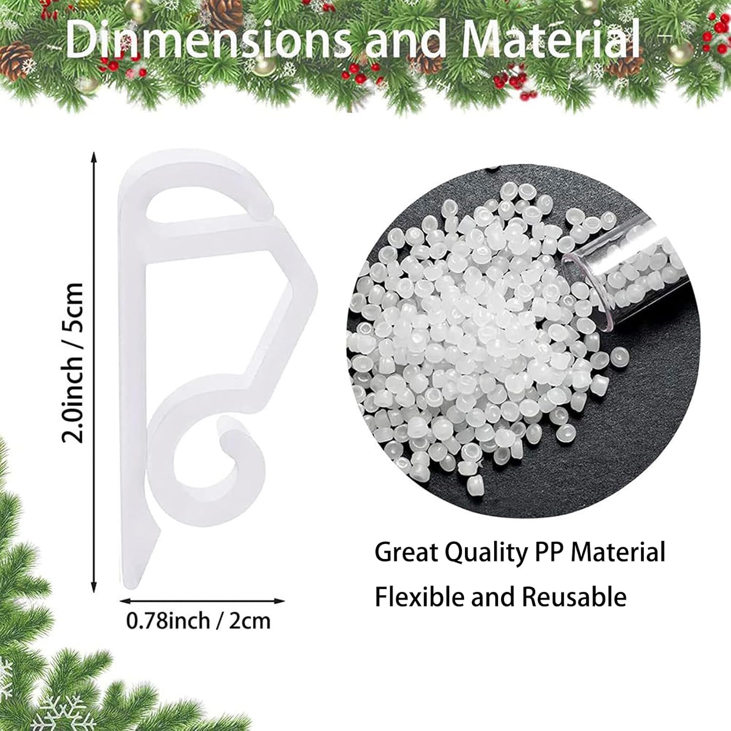 Lot de 120 mini crochets de suspension pour guirlandes lumineuses de Noël, résistants aux intempéries, pour décoration d' et de Noël blanc - 5