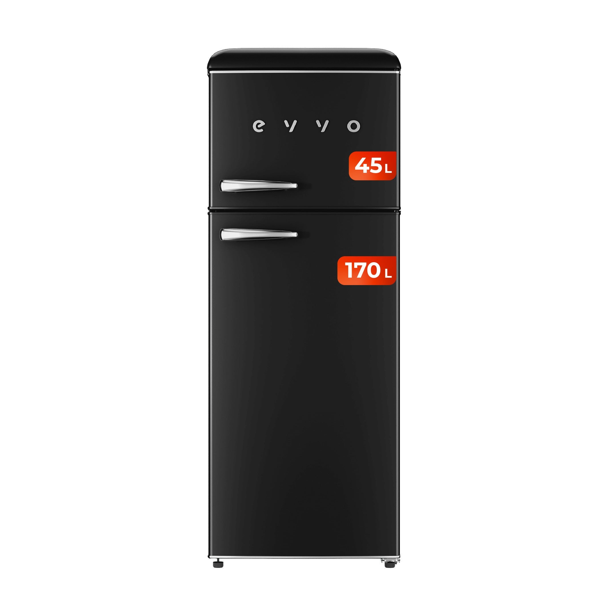 Evvo Negra Frigorífico 2 Puertas Retro F45 215 Litros, Nevera Vintage Con Congelador, Silencioso - Imagen 2