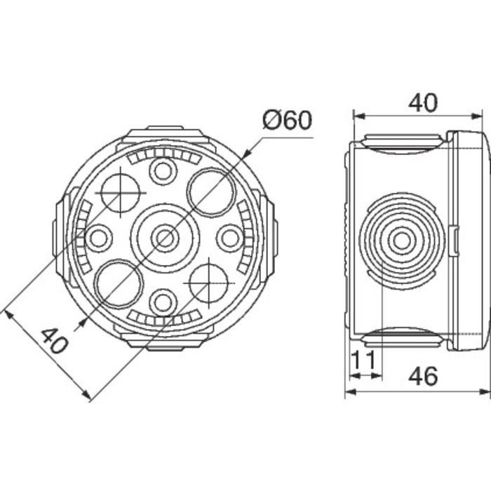 Boite de dérivation à embouts à entrée directe diamètre int. 60mm profondeur 40mm - 2