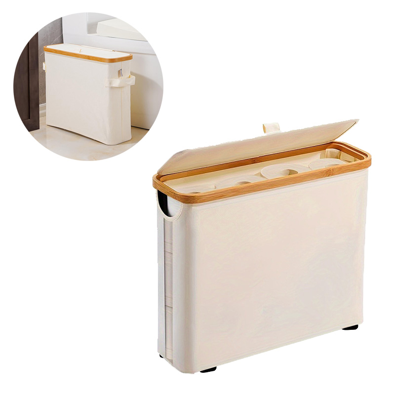 Sunicon Cestino Per Bagno Con Spazzola E Supporto, 1,3 Galloni, Sottile, Con Secchio Interno Rimovibile E Coperchio Pop-up, Bianco
