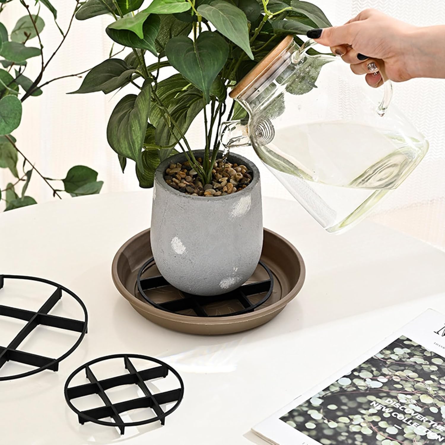 (12 cm) Pacote com 20 Niveladores para Vasos de Plantas, Suportes de Drenagem para Vasos Redondos, Elevadores para Vasos de Flores, Suporte para - 5