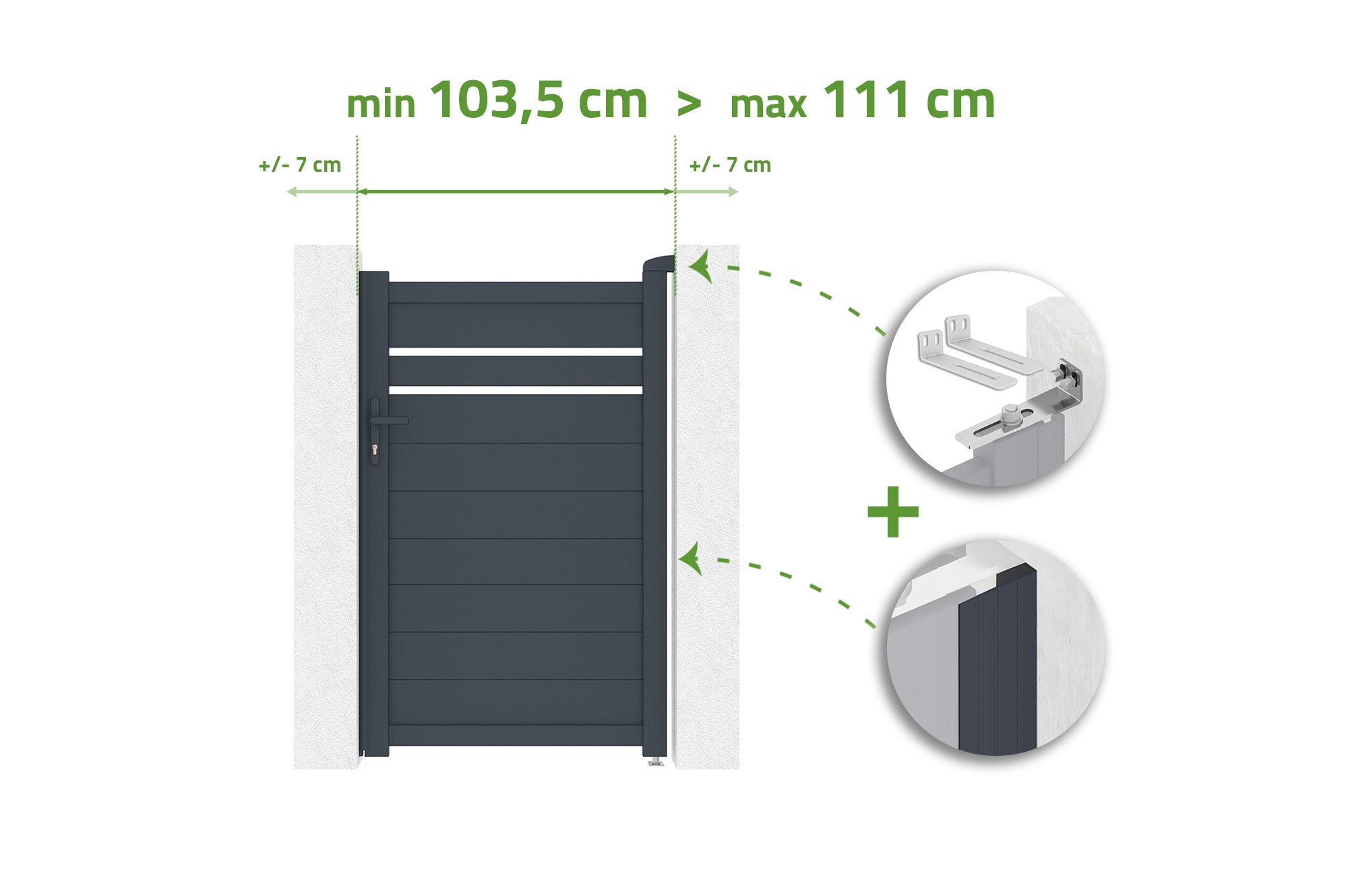Brama regulowana szerokość 1m CIMONE H.160cm szare aluminium