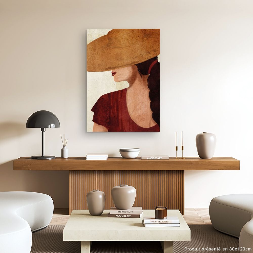 Toile Femme chapeau / 75x112cm / Fabriqué en France / DADA ART - 2