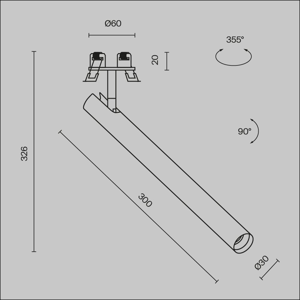 Oprawa stropowa sufitowa wpuszczana Focus T czarna LED 6W 3000K 270lm wym: 32,6 x 3 x 3 cm okrągła Maytoni - 2