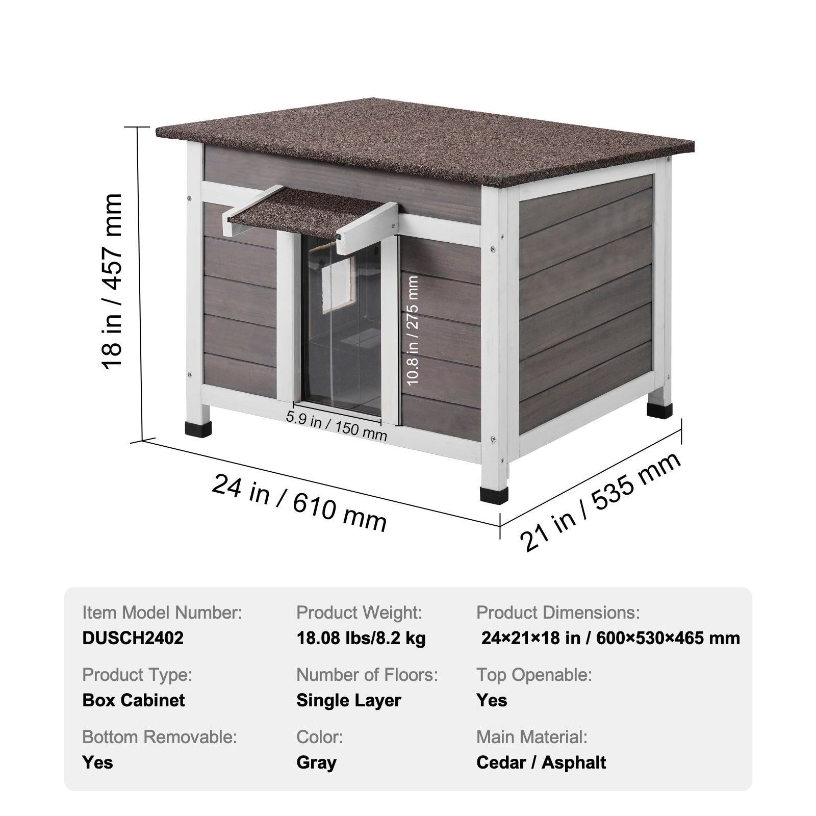 Casinha externa para gatos SucceBuy em madeira, resistente às intempéries, abrigo para gatos selvagens e coelhos, com janela - 9