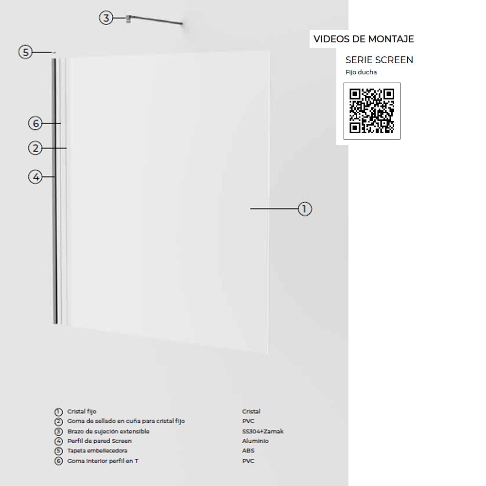 Pannello Doccia Fisso Walk-In | Vetro Temperato 8 mm Anticalcare Trasparente | Altezza 200 cm | Black Gun Metal 160cm - 4
