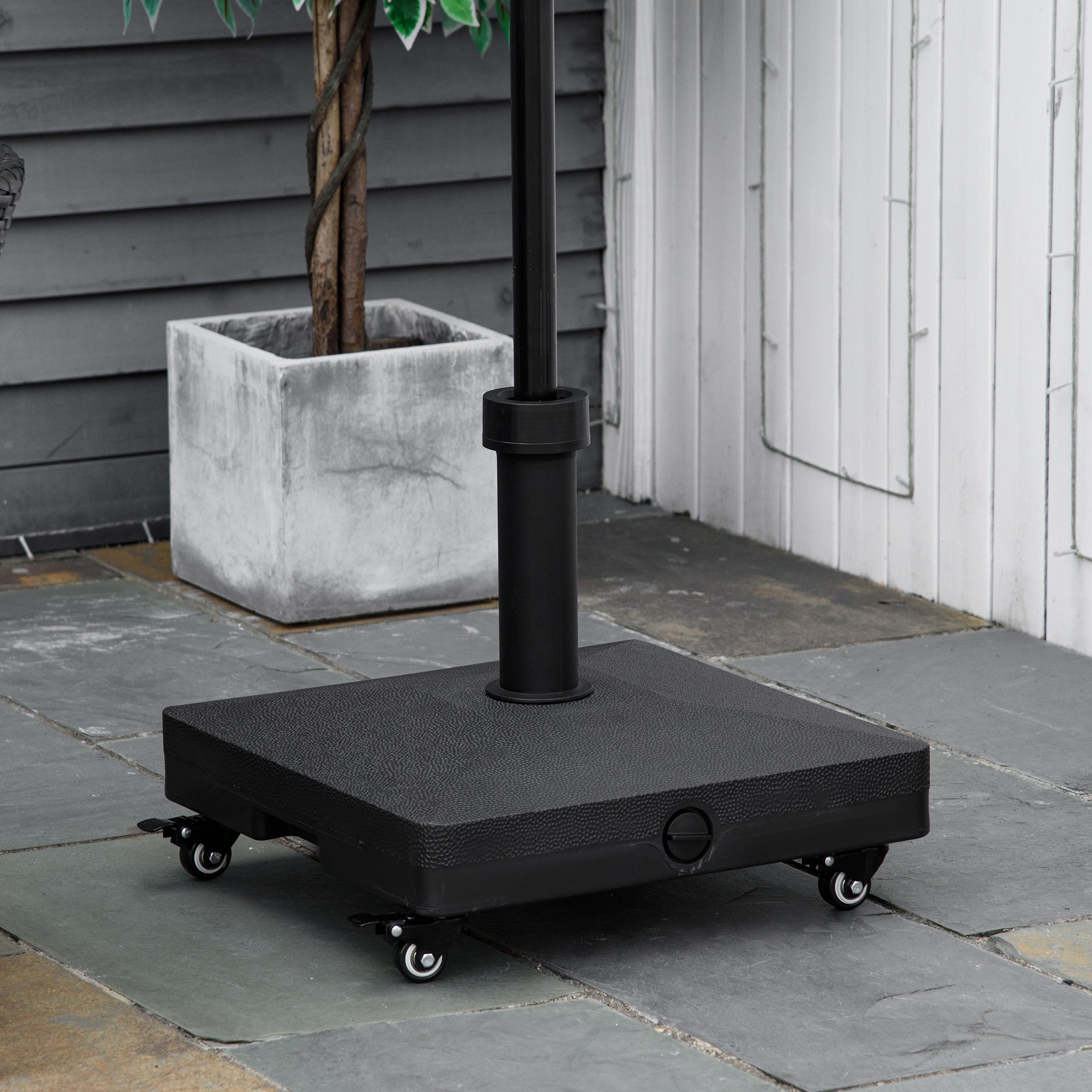 Base Per Ombrellone Outsunny Con Ruote - Riempibile Con Acqua/Sabbia Fino A 20kg - Nero 45x45x39cm - Foto 10