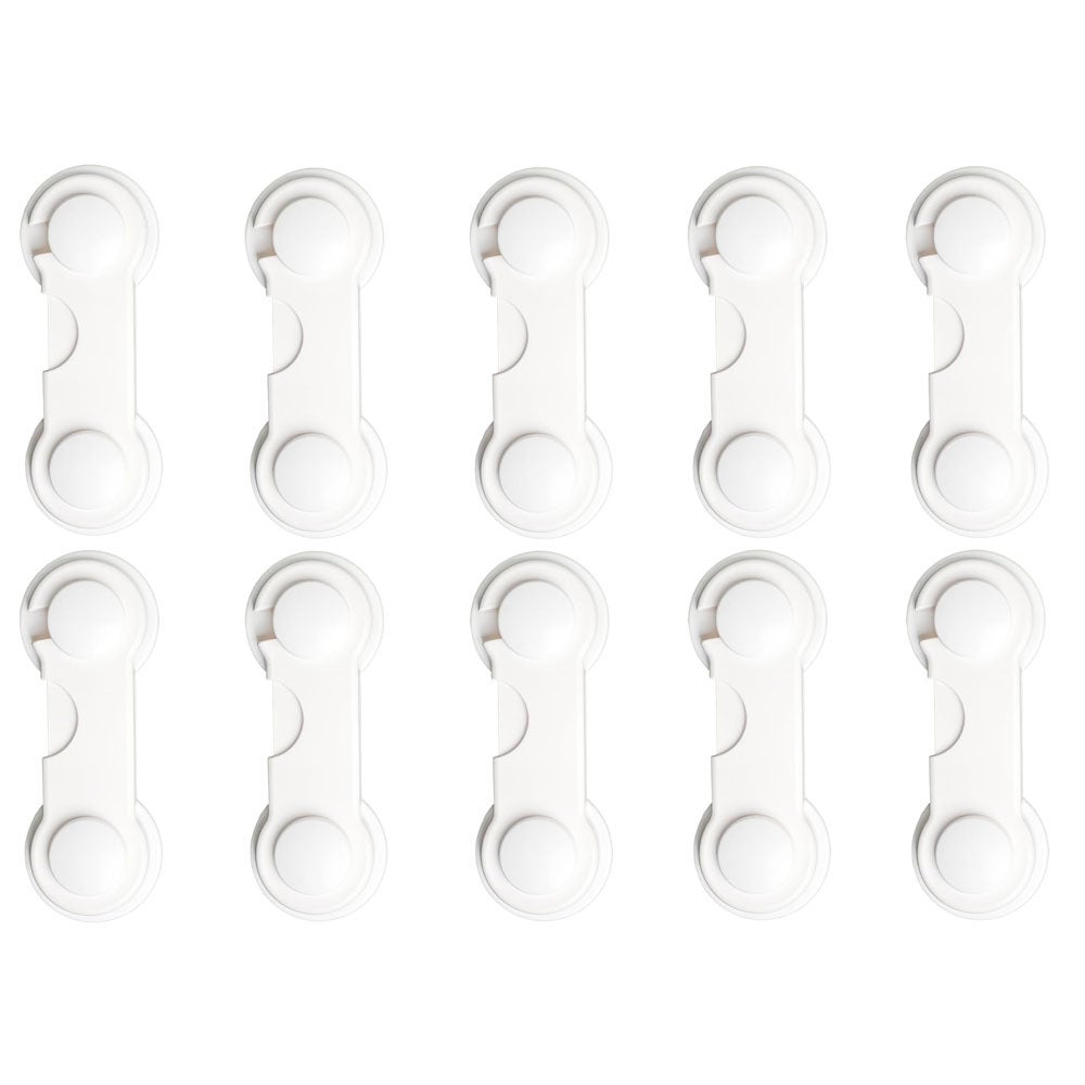 Blokada meblowa - Zamek do drzwi szafek - ABS - 10 sztuk - 3,6 x 9,6 cm - Biały