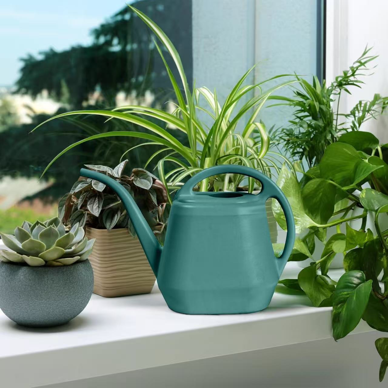 BEAFACE Lot de deux arrosoirs de jardin - 4L,pulvérisateur à long bec, convient aux plantes d'intérieur et d'extérieur, aux potagers et aux plantes. - 5