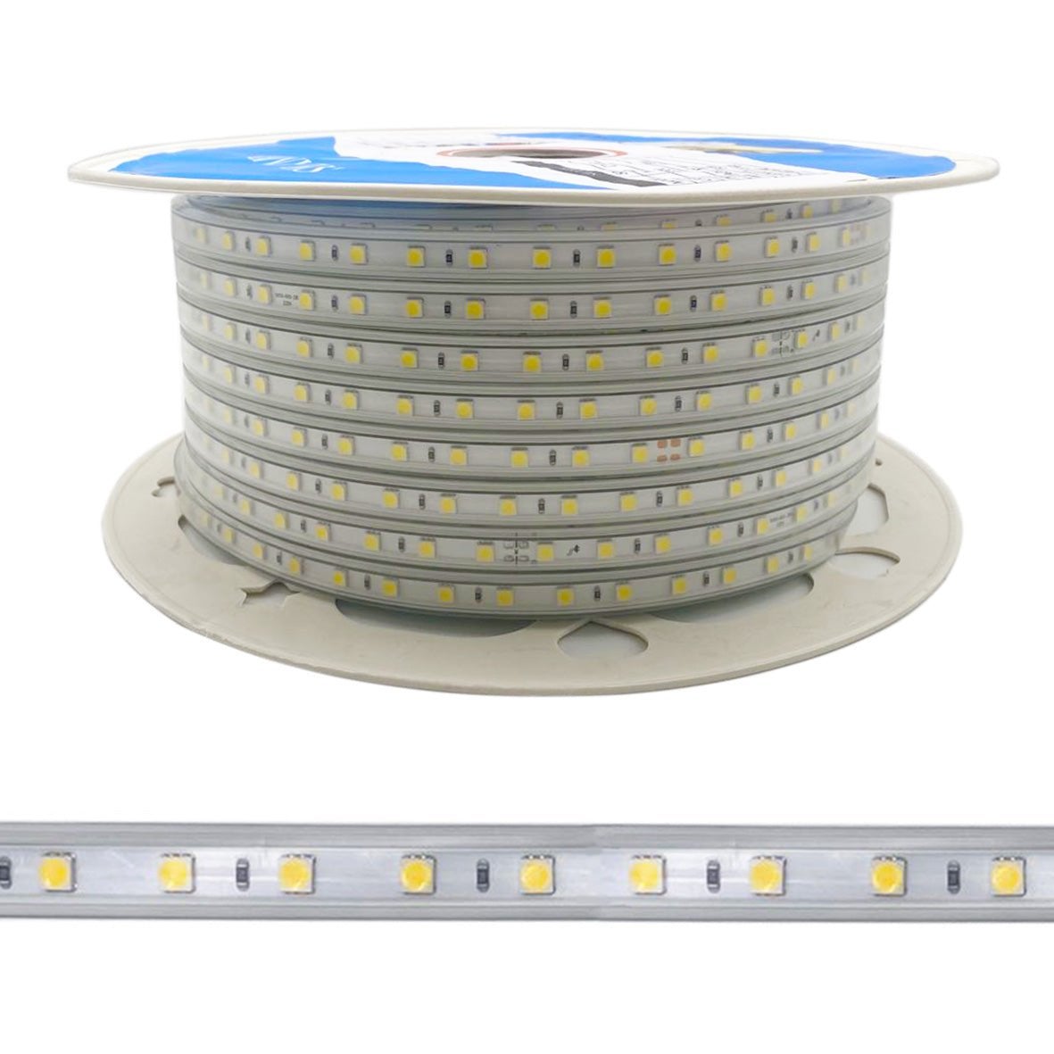 Ruban LED 220V Recoupable 5050 50M IP65 60LED/m - Blanc Neutre 4000K - 5500K - SILAMP - 6