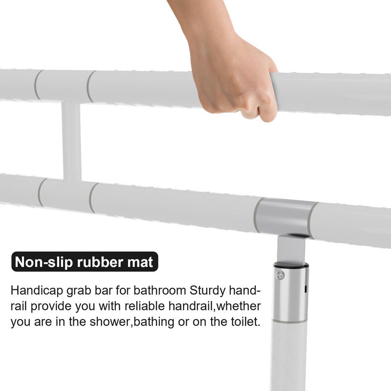 Barre d'appui rabattable pour toilettes blanc, poignée de maintien et de sécurité pour personnes handicapées et âgées - 4