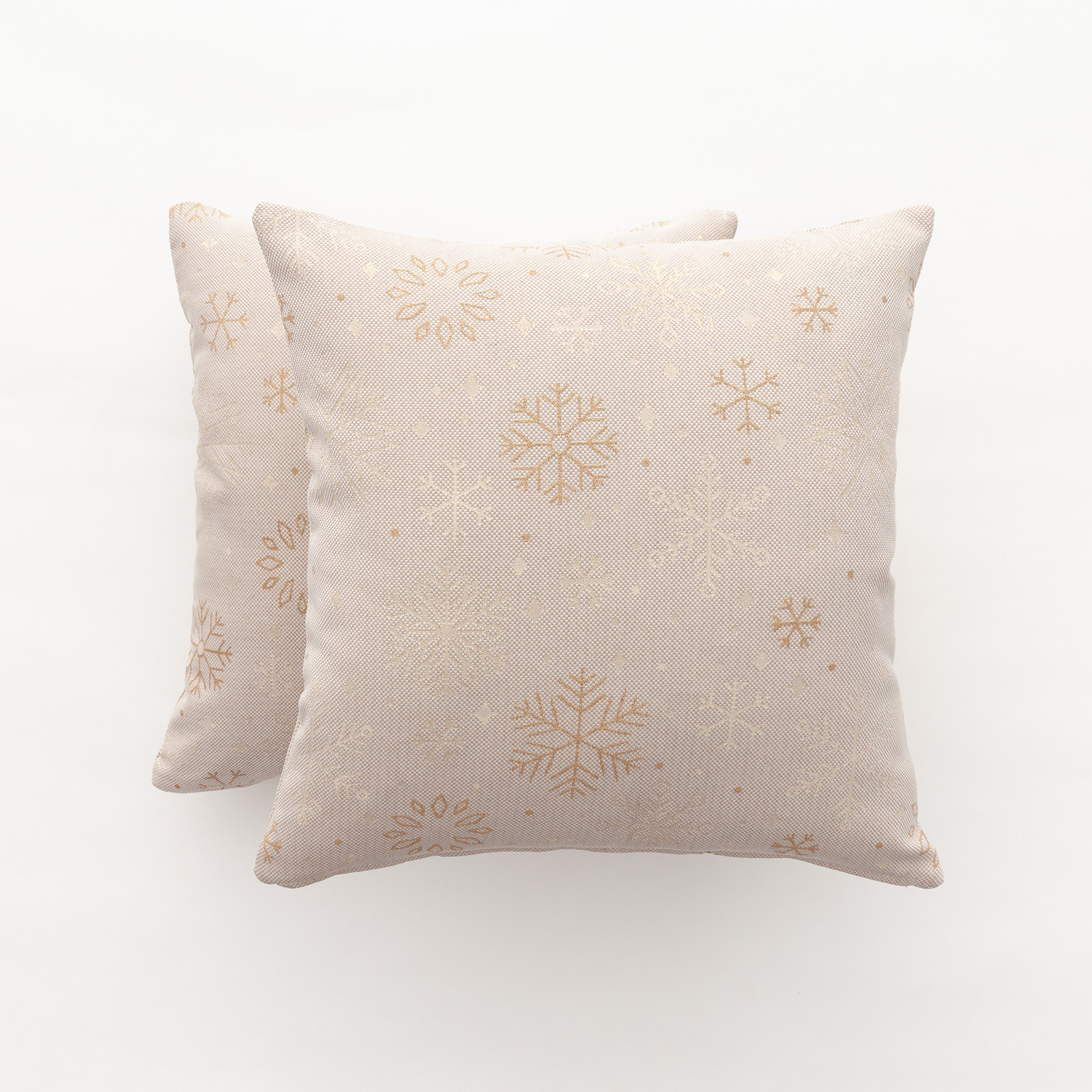 Pack 2 fundas cojín navidad jacquard algodón beige y oro 45x45 cm - sparkle