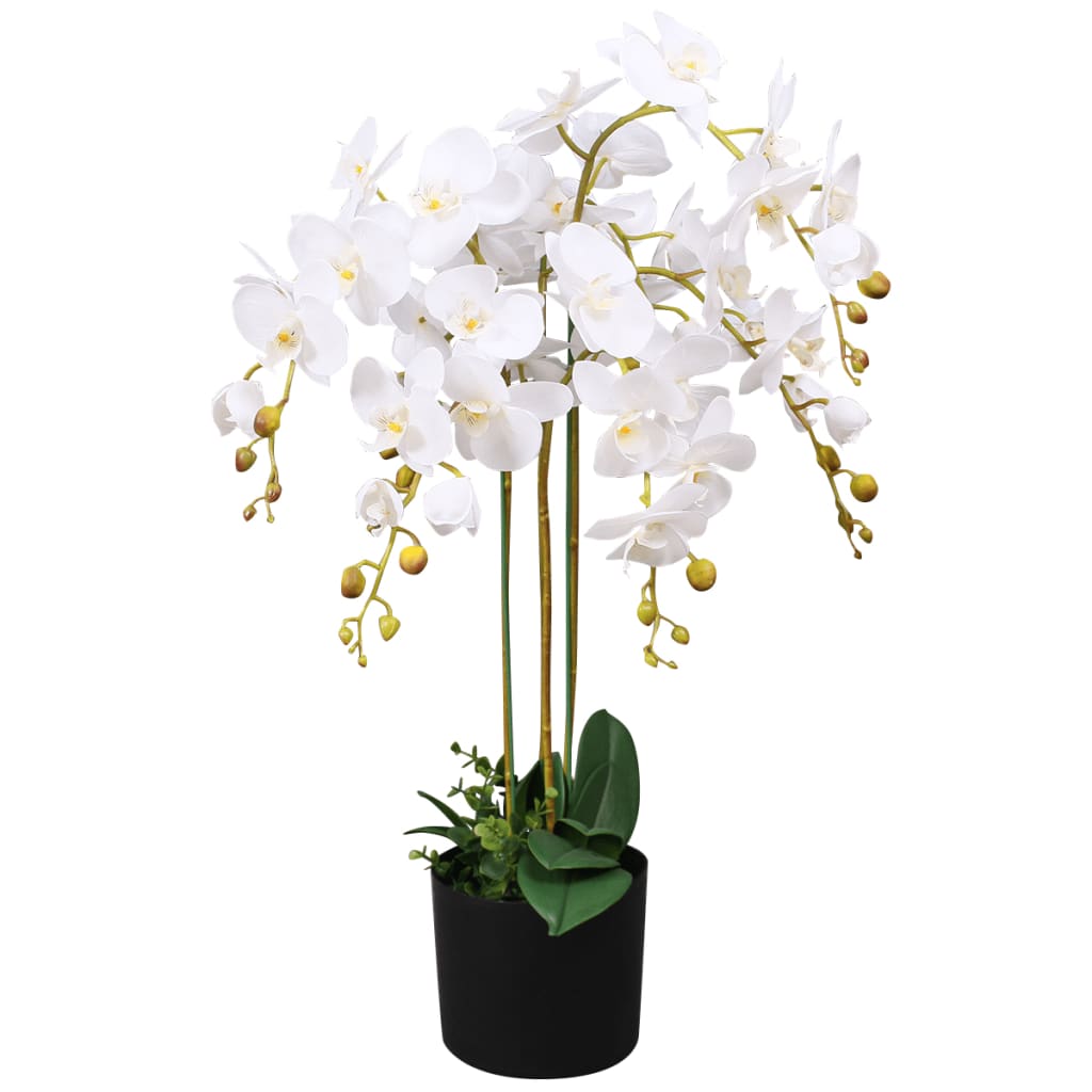 Maison Exclusive Plante artificielle avec pot Orchidée 75 cm Blanc ...