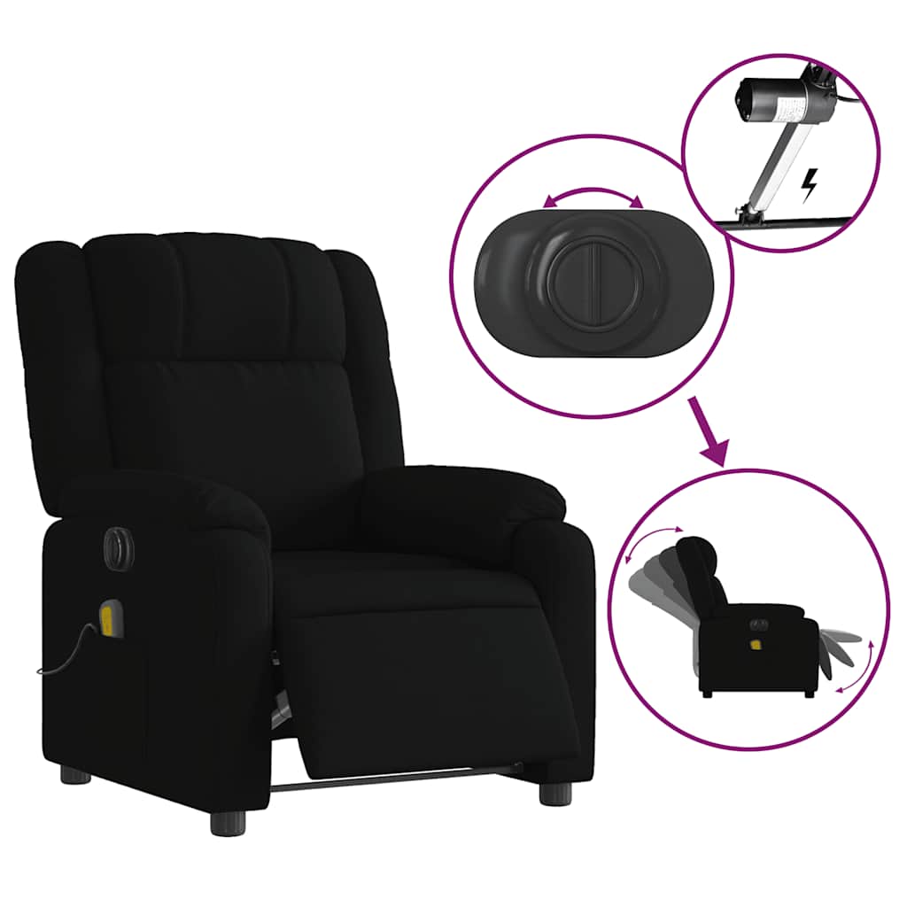 Fauteuil de massage inclinable électrique noir en tissu - 6