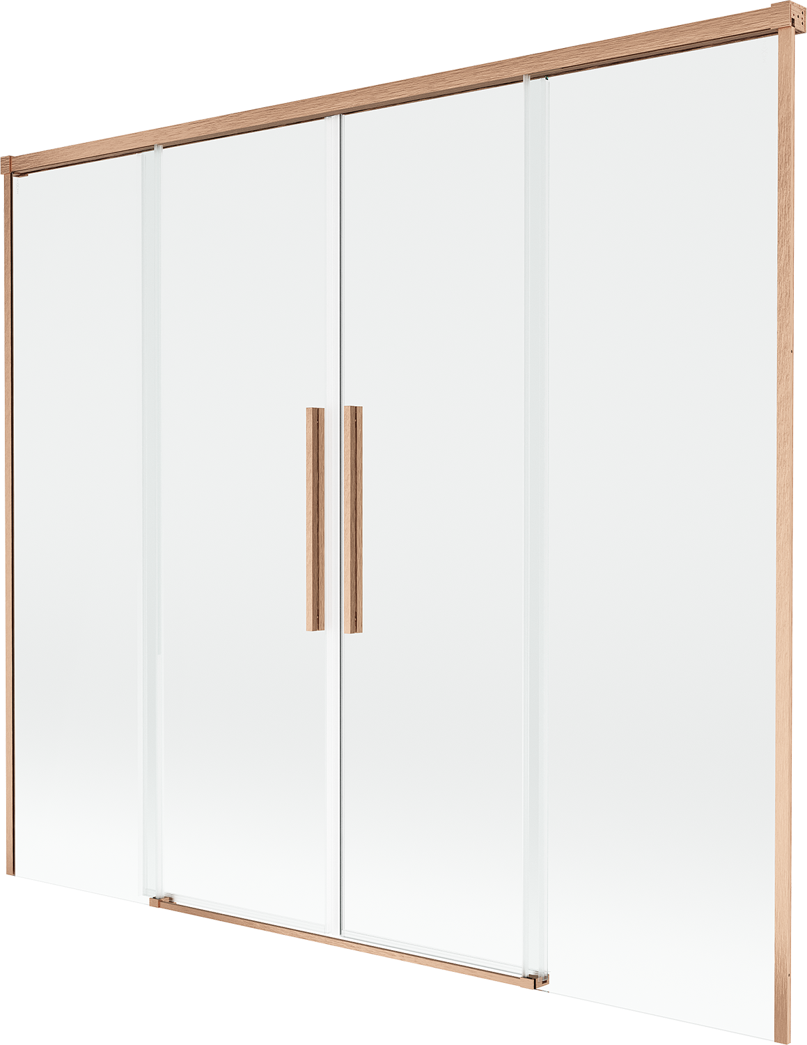 Mexen Rox parawan nawannowy 2-skrzydłowy rozsuwany 180 x 150 cm, transparent, miedź szczotkowana - 8C9-180-002-65-00