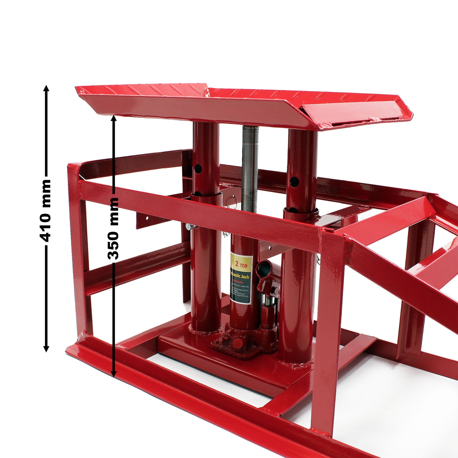 Lot de 2x Rampe de voiture – avec Cric hydraulique 2000 kg – Réglable en hauteur – Rampes d’accès Chargement Entretien Inspection… Wiltec - 5