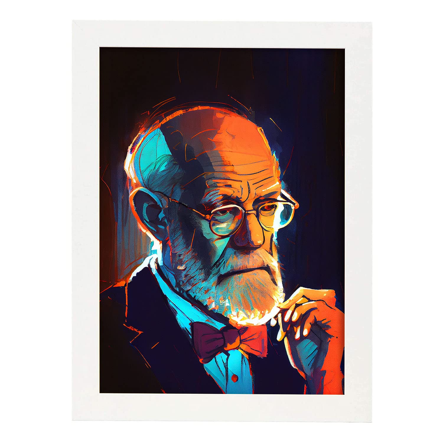 Nacnic poster de sigmund freud en estilo retrato a todo color ilustraciones y caricaturas de inventores y creadores históricos a3 marcos blanco