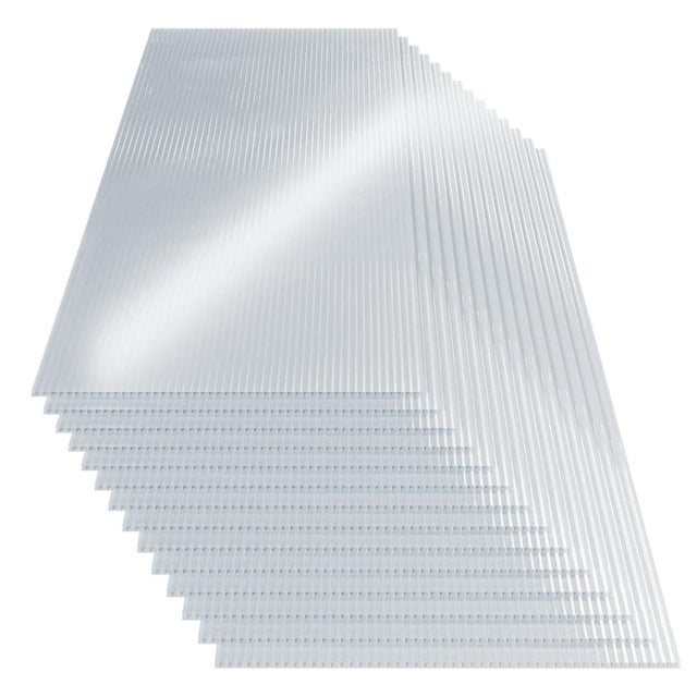 Plaques polycarbonate alvéolaire transparentes 14 pièces 61x115 cm pour serre jardin toiture abri pergola isolation résistance intempéries