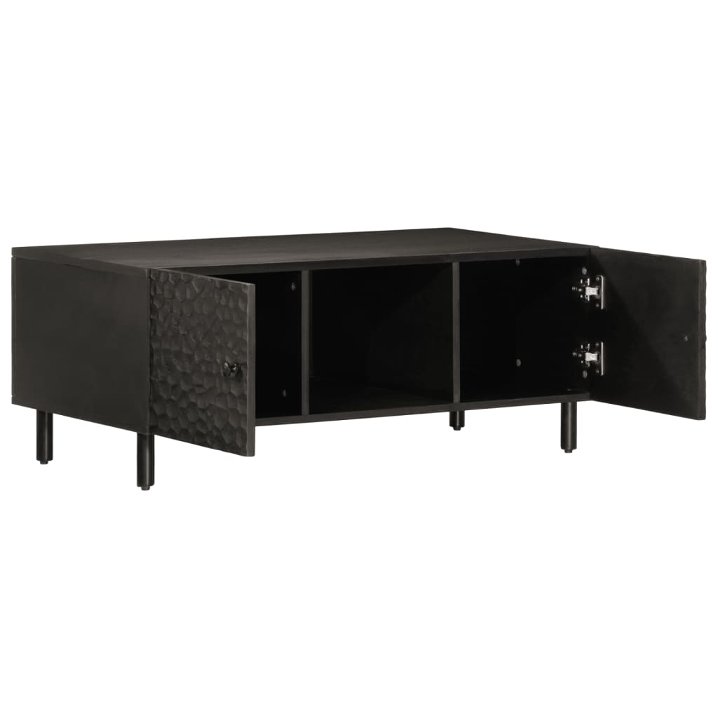 vidaXL Table basse noir 100x54x40 cm bois massif de manguier - 4