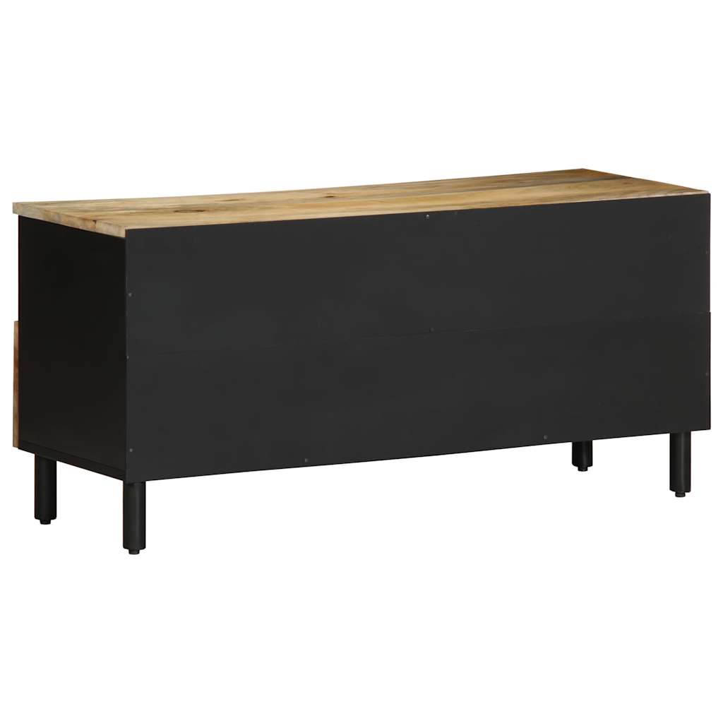Móvel de TV madeira de mangueira maciça preta áspera 100x33,5x46 cm - COMFORTXL - 5