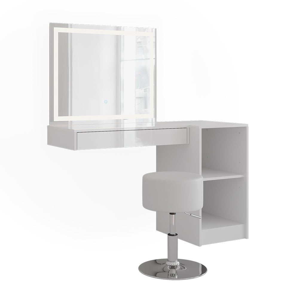 Vicco Stół do toalety Sherry, Biały/biały wysoki połysk, 120 cm 4 części