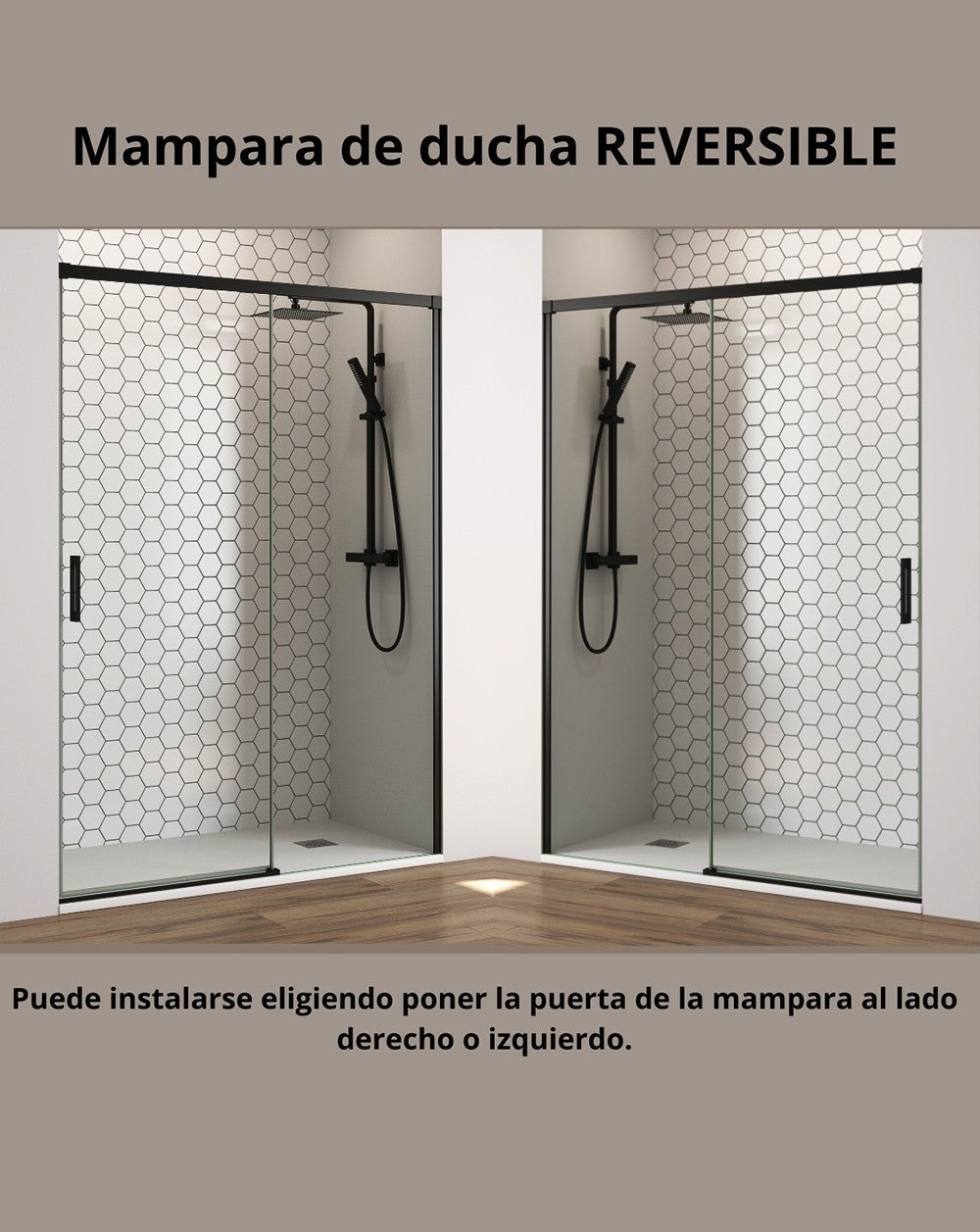 Parete doccia scorrevole 1 porta 1 fissa | 115 cm (Adattabile 109-114cm) | Vetro Anticalcare Trasparente 6 mm | Profilo nero - 3