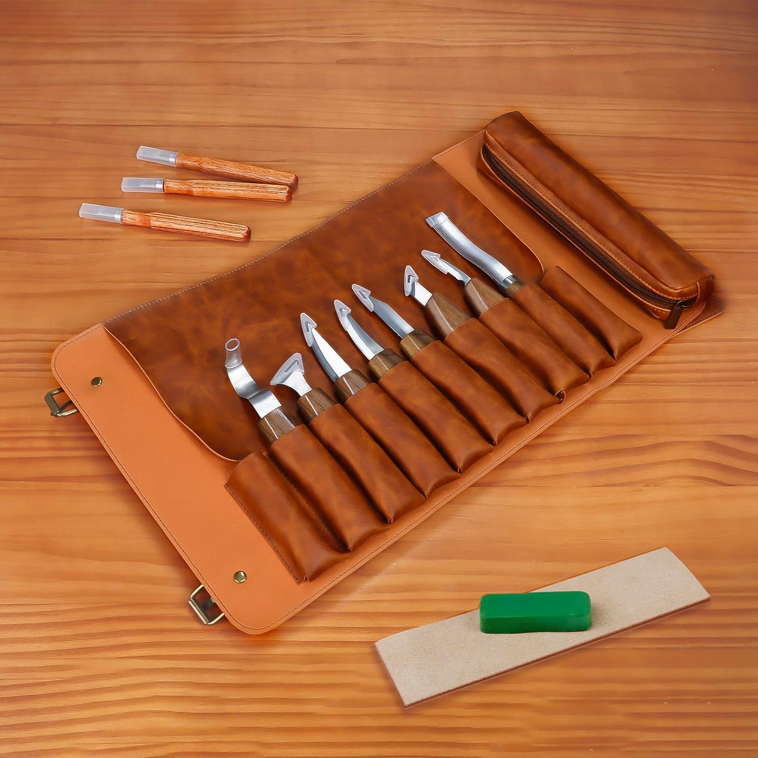 Coffret d'outils de sculpture de luxe, comprenant des couteaux à sculpter et des couteaux à bois (15 pièces) - 3